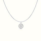 Women's Silver Capital Initial Letter B Coin Micro Diamond Necklace Pendant The Gold Goddess Women’s Jewelry By The Gold Gods