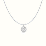 Women's Silver Capital Initial Letter D Coin Micro Diamond Necklace Pendant The Gold Goddess Women’s Jewelry By The Gold Gods