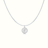 Women's Silver Capital Initial Letter F Coin Micro Diamond Necklace Pendant The Gold Goddess Women’s Jewelry By The Gold Gods