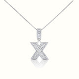 Women's Silver Capital Initial Letter X Micro Diamond Necklace Pendant The Gold Goddess Women’s Jewelry By The Gold Gods