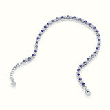 Women's Silver Diamond Blue Evil Eye Tennis Anklet The Gold Goddess Women’s Jewelry By The Gold Gods