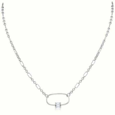 Women's Silver Diamond Carabina Linked Toggle Chain Necklace The Gold Goddess Women’s Jewelry By The Gold Gods