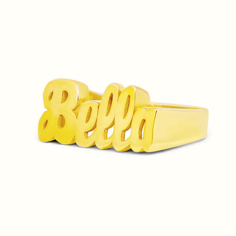 Women's solid gold Custom Script Name Ring V2 The Gold Goddess Women’s Jewelry By The Gold Gods