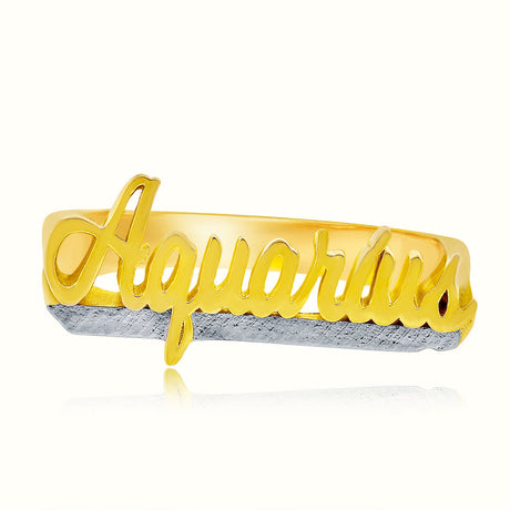 Women's Vermeil 2 Tone Custom Script Name Ring The Gold Goddess Women’s Jewelry By The Gold Gods