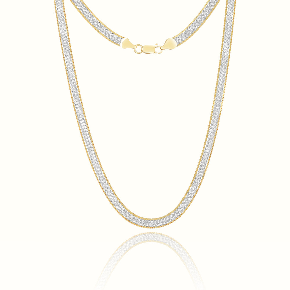 Women's Vermeil 2 Tone Herringbone Chain The Gold Goddess Women’s Jewelry By The Gold Gods