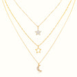 Women's Vermeil 3 Layered Diamond Star Moon Necklace Pendant The Gold Goddess Women’s Jewelry By The Gold Gods