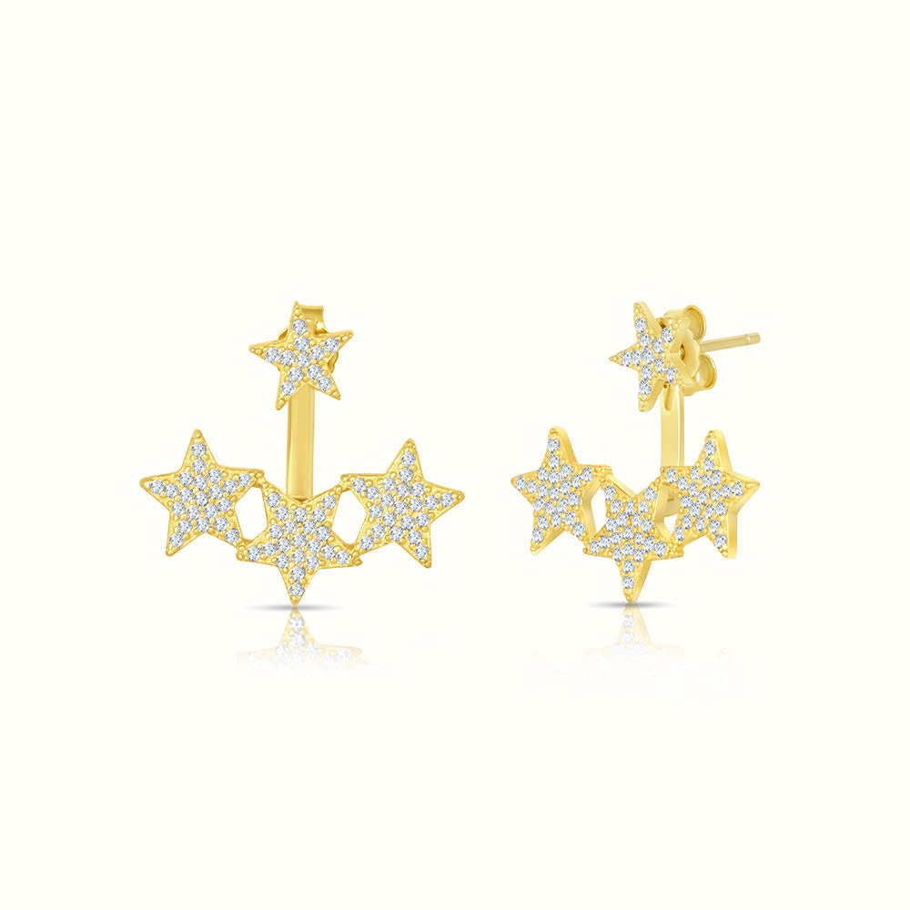 Women's Vermeil 4 Diamond Star Earrings The Gold Goddess Women’s Jewelry By The Gold Gods