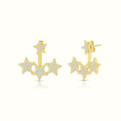 Women's Vermeil 4 Diamond Star Earrings The Gold Goddess Women’s Jewelry By The Gold Gods