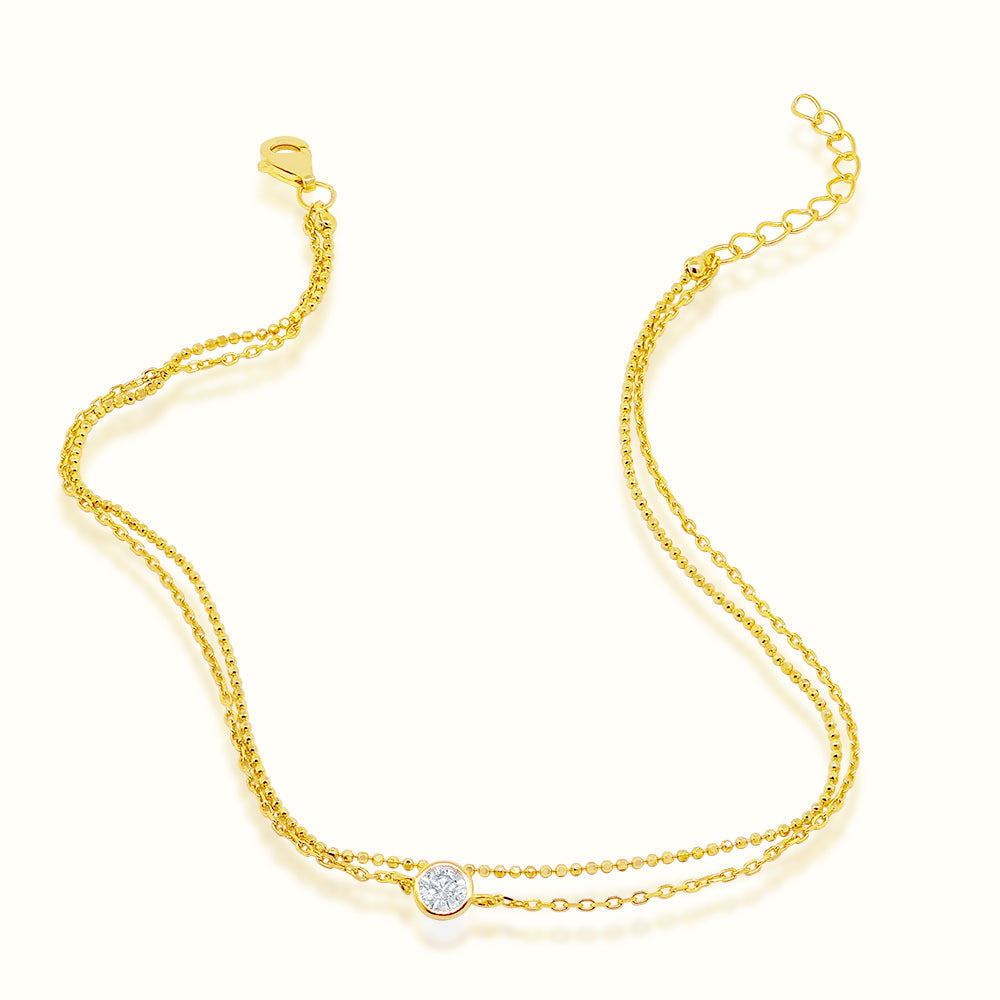 Women's Vermeil Bezel Single Diamond Anklet | The Gold Goddess – The ...