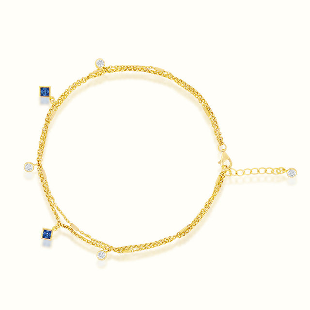 Women's Vermeil Blue Diamond Anklet The Gold Goddess Women’s Jewelry By The Gold Gods