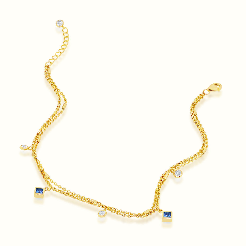 Women's Vermeil Blue Diamond Anklet The Gold Goddess Women’s Jewelry By The Gold Gods