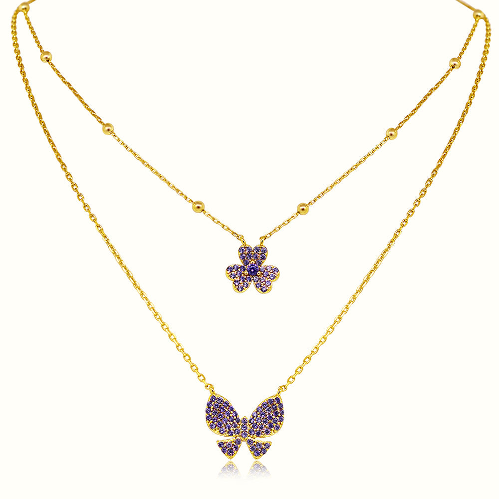 Gold butterfly layered necklace online