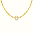 Women's Vermeil Curb Cuban Diamond Letter Link Pendant Necklace The Gold Goddess Women’s Jewelry By The Gold Gods