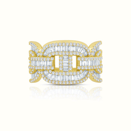Women's Vermeil Diamond Baguette Mariner Ring The Gold Goddess Women’s Jewelry By The Gold Gods