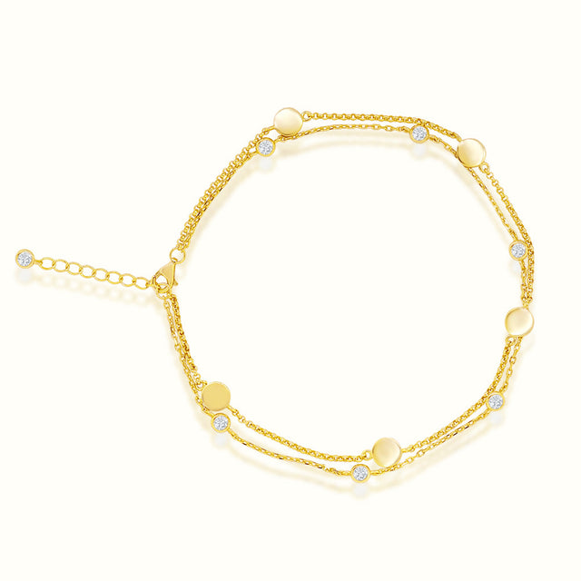 Women's Vermeil Diamond Bezel Double Layered Anklet The Gold Goddess Women’s Jewelry By The Gold Gods