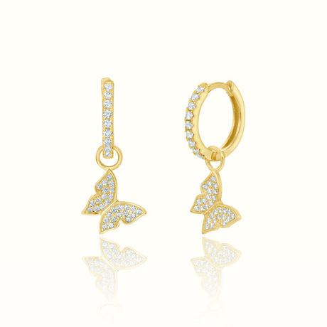 Women's Vermeil Diamond Butterfly Earrings The Gold Goddess Women’s Jewelry By The Gold Gods
