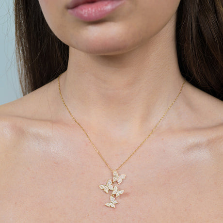 Women's Vermeil Diamond Butterfly Necklace Pendant The Gold Goddess Women’s Jewelry By The Gold Gods
