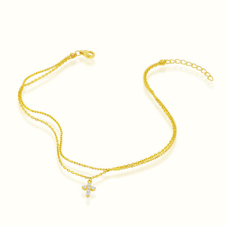 Women's Vermeil Diamond Cross Anklet The Gold Goddess Women’s Jewelry By The Gold Gods