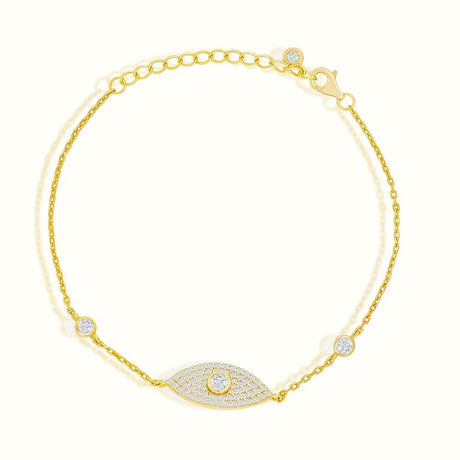 Women's Vermeil Diamond Evil Eye Bracelet The Gold Goddess Women’s Jewelry By The Gold Gods