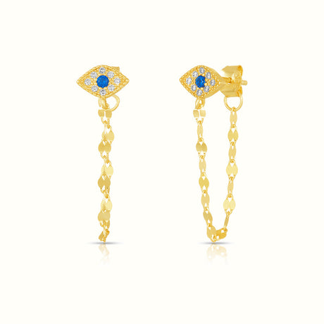 Women's Vermeil Diamond Evil Eye Earrings The Gold Goddess Women’s Jewelry By The Gold Gods