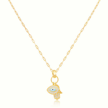 Women's Vermeil Diamond Evil Eye & Hamsa Hand Necklace Pendant The Gold Goddess Women’s Jewelry By The Gold Gods