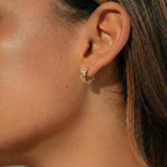 Women's Vermeil Diamond Flat Cuban Link Hoop Earrings The Gold Goddess Women’s Jewelry By The Gold Gods