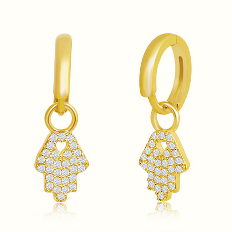 Women's Vermeil Diamond Hamsa Hands Earrings The Gold Goddess Women’s Jewelry By The Gold Gods
