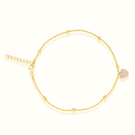 Women's Vermeil Diamond Heart Anklet The Gold Goddess Women’s Jewelry By The Gold Gods