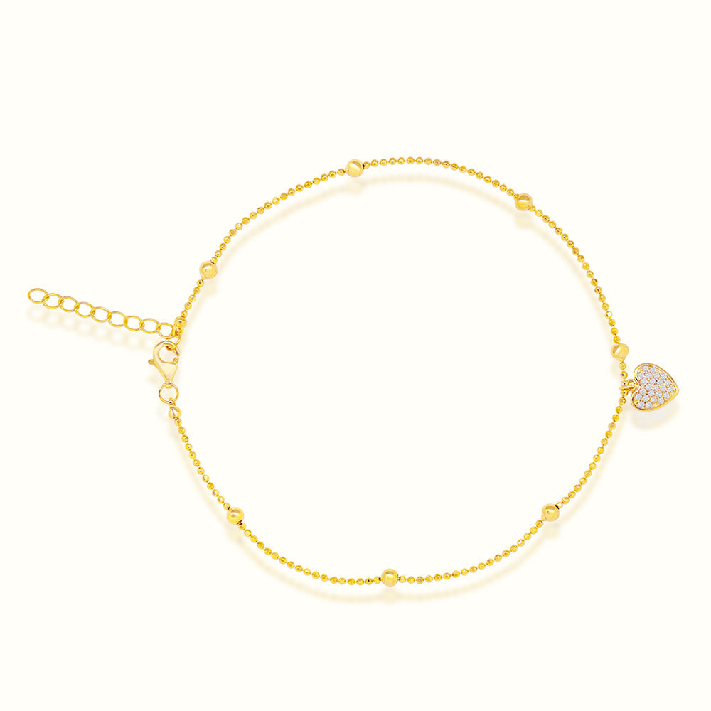 Women's Vermeil Diamond Heart Anklet The Gold Goddess Women’s Jewelry By The Gold Gods