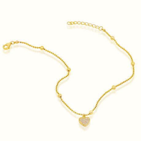 Women's Vermeil Diamond Heart Anklet The Gold Goddess Women’s Jewelry By The Gold Gods