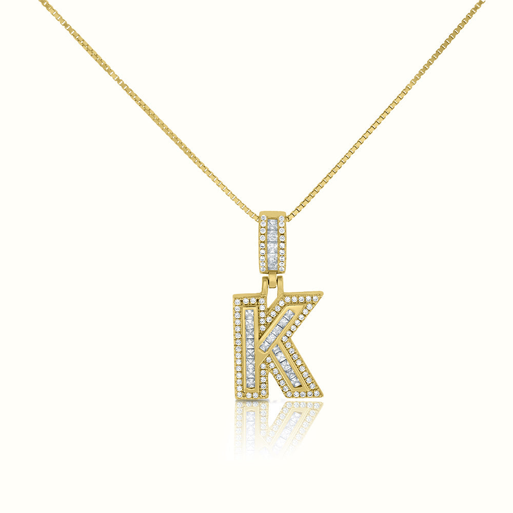 Women's Vermeil Diamond Initial Capital Letter Necklace Pendant