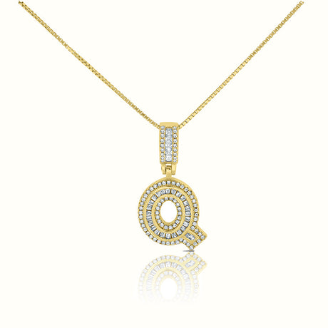 Women's Vermeil Diamond Initial Capital Letter Necklace Pendant