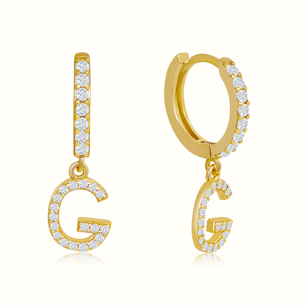 Women's Vermeil Diamond Letter G Hoop Earrings The Gold Goddess Women’s Jewelry By The Gold Gods