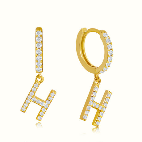 Women's Vermeil Diamond Letter H Hoop Earrings The Gold Goddess Women’s Jewelry By The Gold Gods