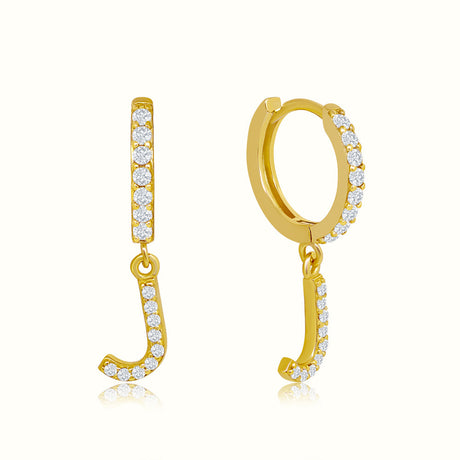 Women's Vermeil Diamond Letter Hoop Earrings