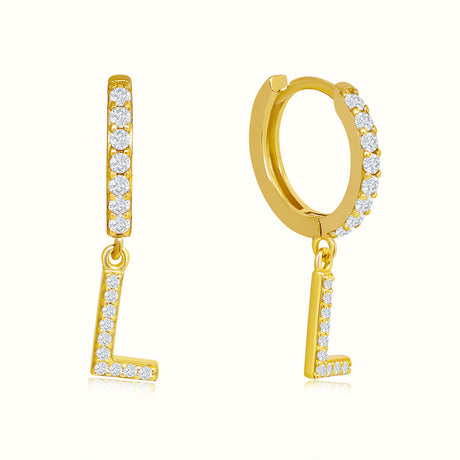 Women's Vermeil Diamond Letter L Hoop Earrings The Gold Goddess Women’s Jewelry By The Gold Gods