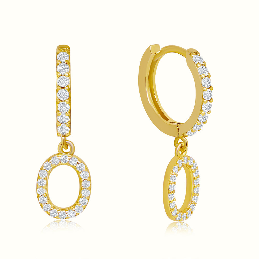 Women's Vermeil Diamond Letter O Hoop Earrings The Gold Goddess Women’s Jewelry By The Gold Gods