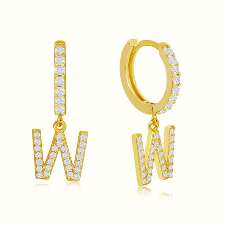 Women's Vermeil Diamond Letter W Hoop Earrings The Gold Goddess Women’s Jewelry By The Gold Gods
