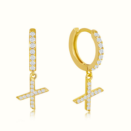 Women's Vermeil Diamond Letter X Hoop Earrings The Gold Goddess Women’s Jewelry By The Gold Gods