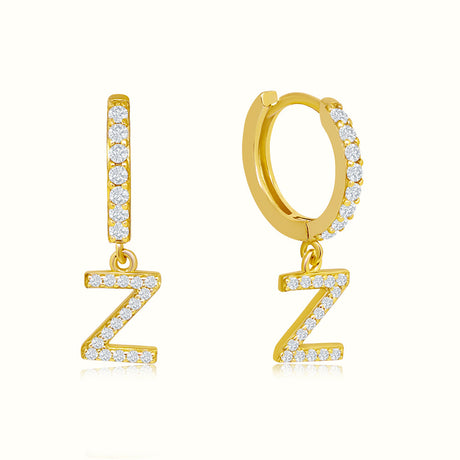 Women's Vermeil Diamond Letter Z Hoop Earrings The Gold Goddess Women’s Jewelry By The Gold Gods