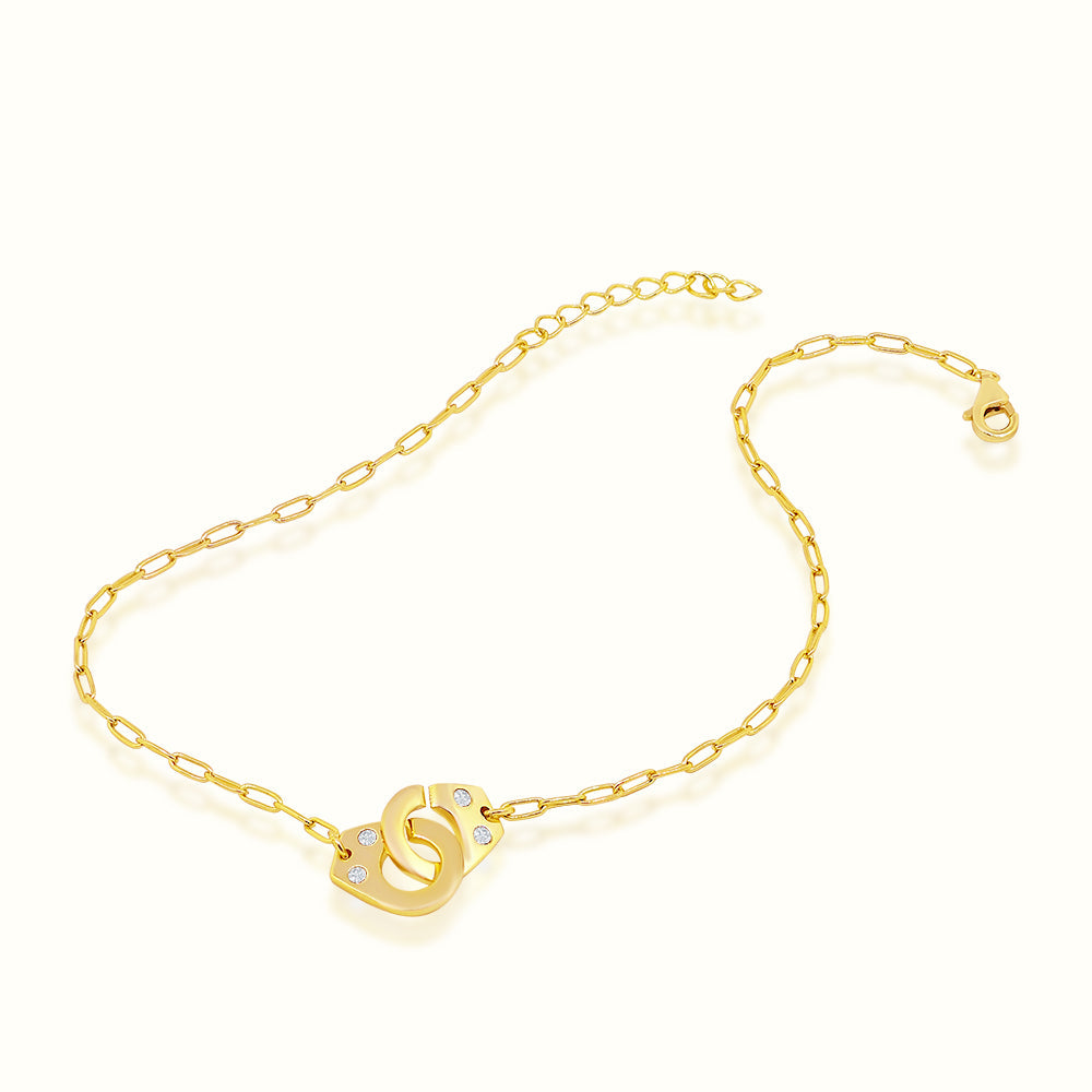 Women's Vermeil Diamond Mini Handcuffs Anklet The Gold Goddess Women’s Jewelry By The Gold Gods