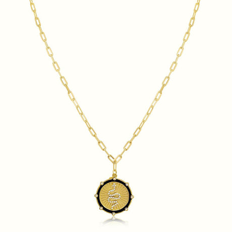 Women's Vermeil Diamond Snake Medallion Necklace Pendant The Gold Goddess Women’s Jewelry By The Gold Gods