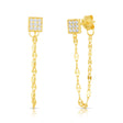 Women's Vermeil Diamond Square Stud Chain Earrings The Gold Goddess Women’s Jewelry By The Gold Gods