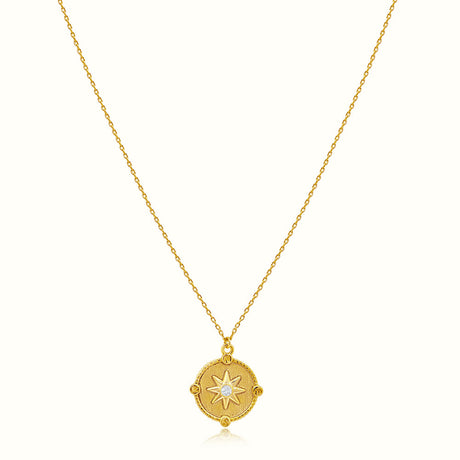 Women's Vermeil Diamond Star Coin Necklace Pendant The Gold Goddess Women’s Jewelry By The Gold Gods