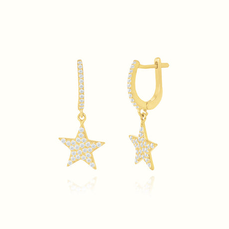 Women's Vermeil Diamond Star Hoop Earrings The Gold Goddess Women’s Jewelry By The Gold Gods