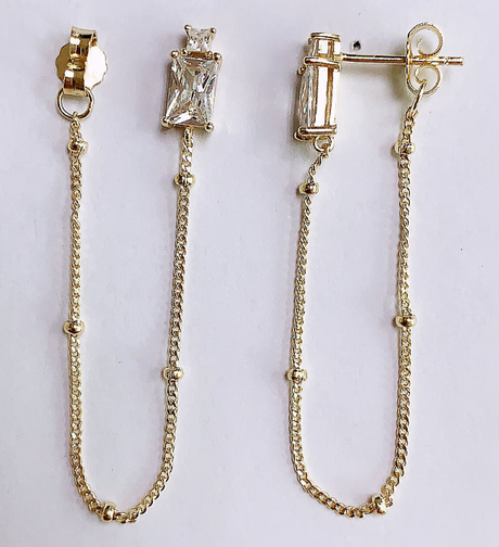 Women's Vermeil Diamond Stud Chain Earrings The Gold Goddess Women’s Jewelry By The Gold Gods