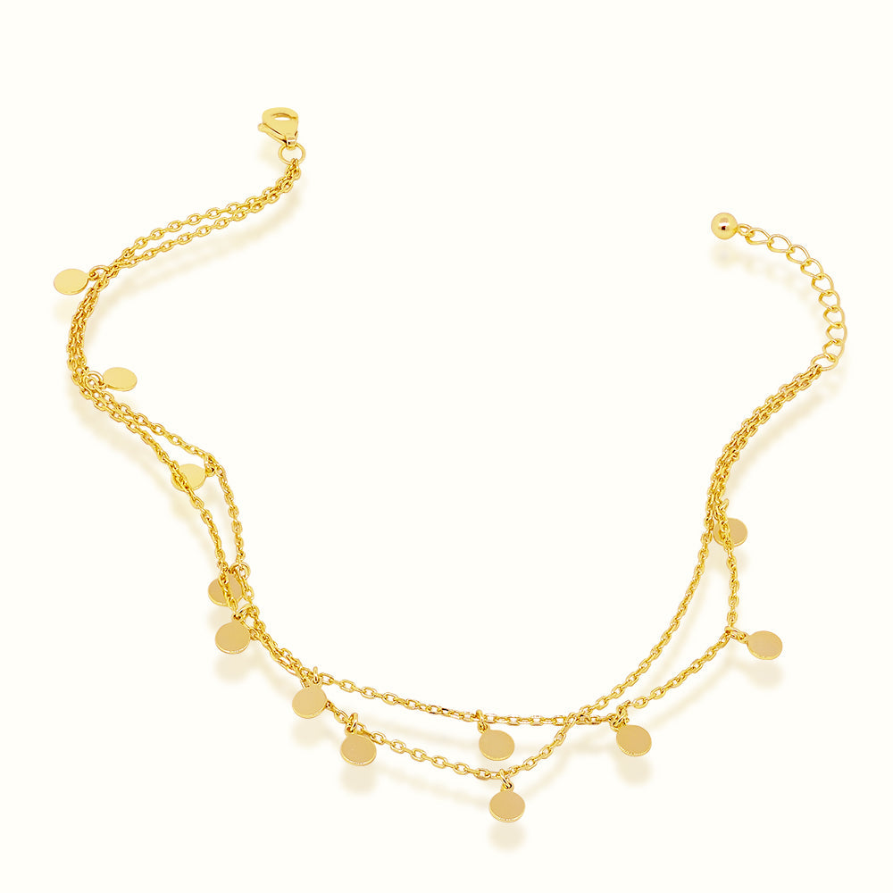 Women's Vermeil Double Chain Mini Coins Anklet The Gold Goddess Women’s Jewelry By The Gold Gods