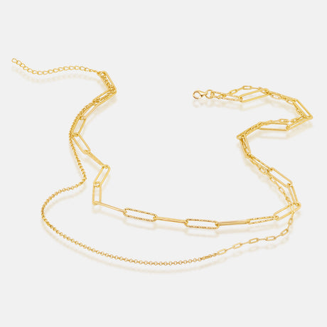 Women's Vermeil Double Layered Paperclip Necklace The Gold Goddess Women’s Jewelry By The Gold Gods