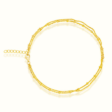 Women's Vermeil Dual Chain Anklet The Gold Goddess Women’s Jewelry By The Gold Gods