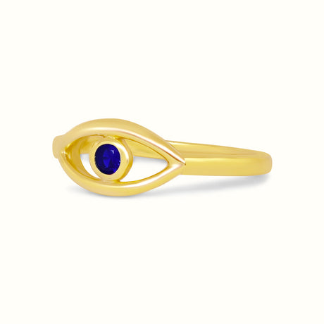 Women's Vermeil Evil Eye Blue Diamond Ring The Gold Goddess Women’s Jewelry By The Gold Gods